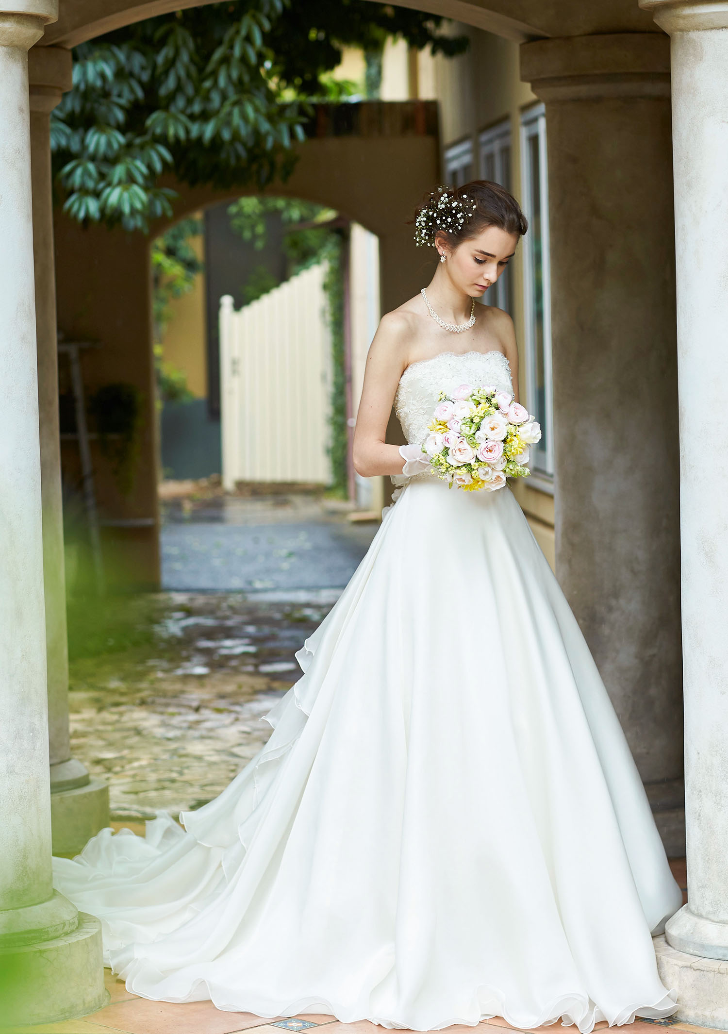 フォーマル/ドレス人気　オーガンジー　Aライン　ウェディングドレス　結婚式　ブライダル